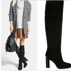 Michael Kors Regina Black Suede Pull Knee High Boots